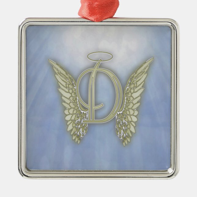 Letter D Angel Monogram Metal Tree Decoration (Front)