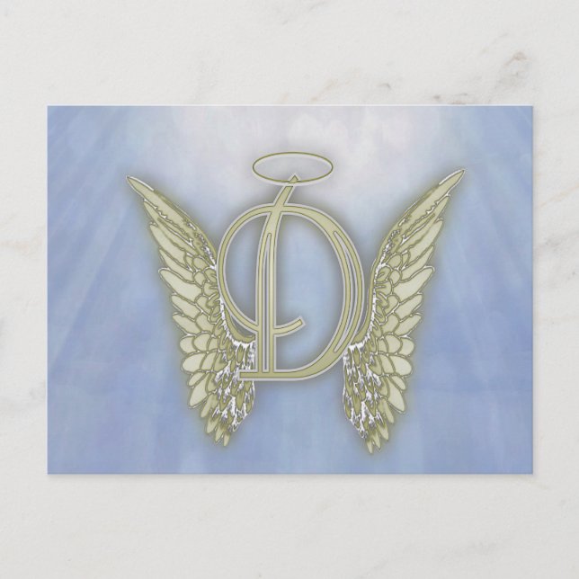 Letter D Angel Monogram Postcard (Front)