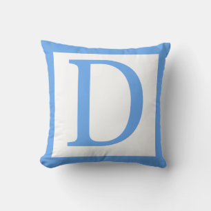 Letter D Baby Blue Border Cushion