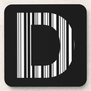 LETTER D BAR CODE First Initial Barcode Pattern Coaster