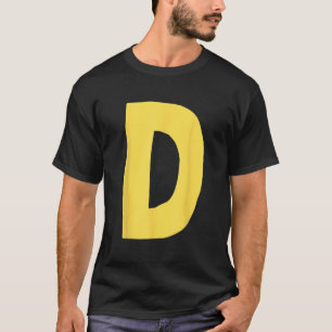 Letter D big and bold in yellow T-Shirt