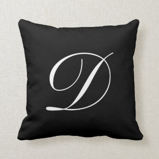 Letter D Black Monogram Pillow