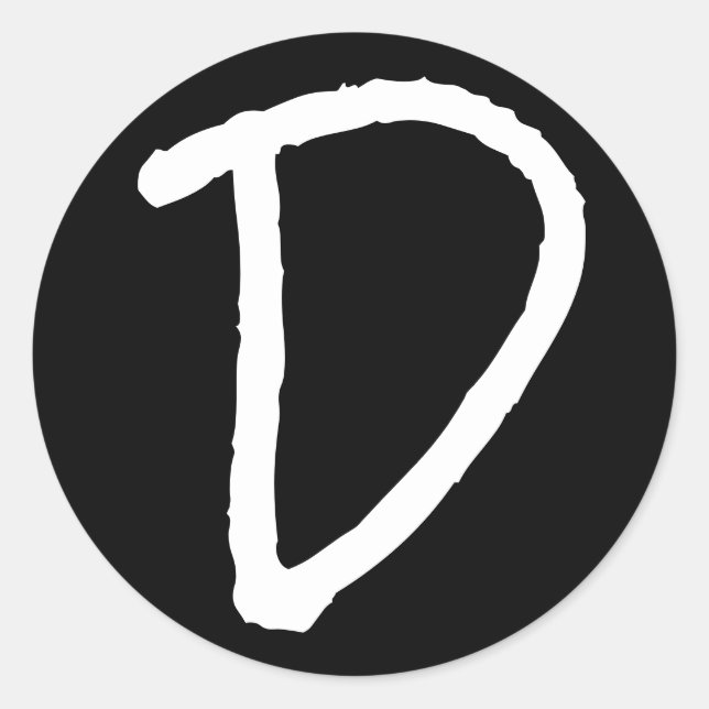 Letter D Black Rock Salt Alphabet by Janz Classic Round Sticker (Front)