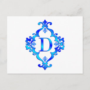 Letter D Blue Postcard