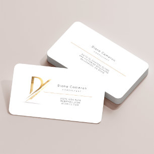 Letter D Calligraphy Gold/Black Gradient Monogram Business Card