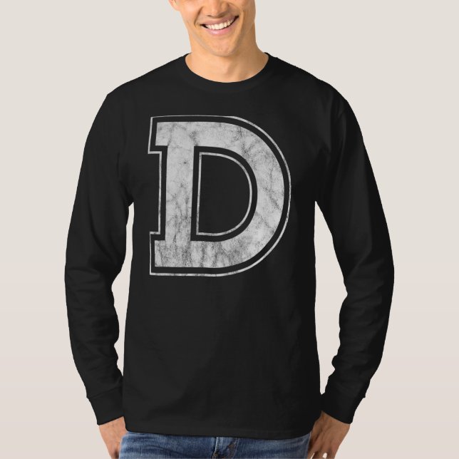 Letter D Capital Alphabet Monogram Initial T-Shirt (Front)