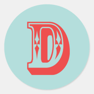 Letter D carnival style monogram initial favour Classic Round Sticker