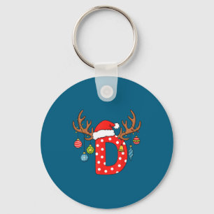 Letter D Christmas Monogram Alphabet Initial Ornam Key Ring