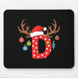 Letter D Christmas Monogram Alphabet Initial Ornam Mouse Mat