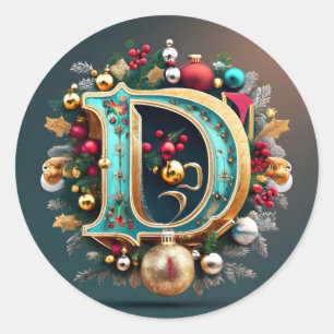 Letter D Christmas Stickers