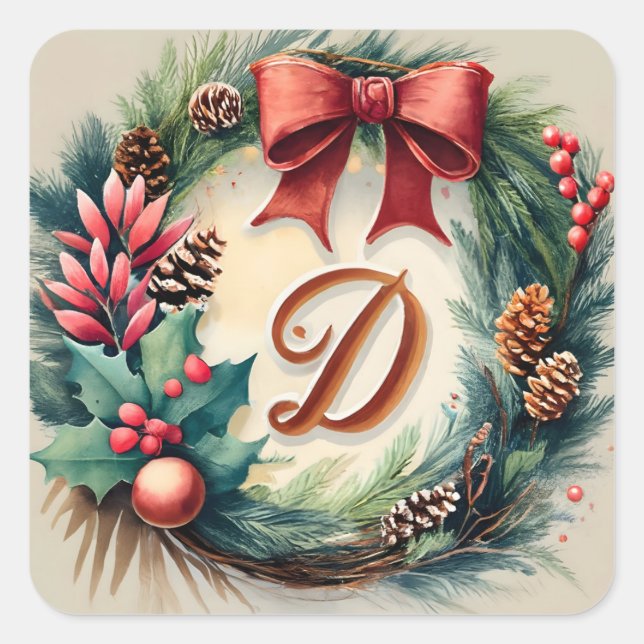 Letter D Christmas Stickers (Front)