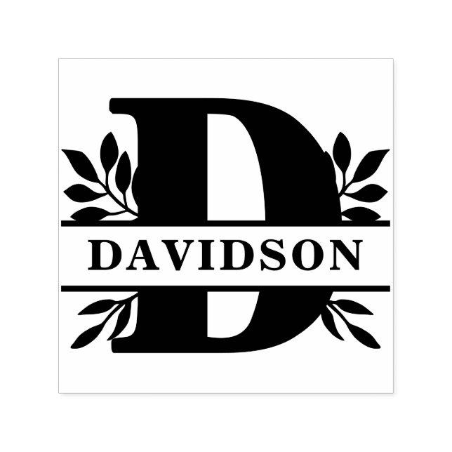 Letter D Classic Foliage Family Name Monogram Self-inking Stamp (Design)