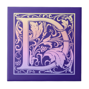 Letter D Colourful Vintage First Letter Gradient Tile