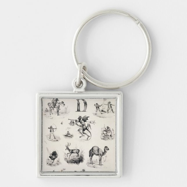 Letter D from an alphabet primer, 1832 Key Ring (Front)