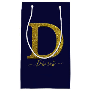 Letter D Glitter Small Gift Bag