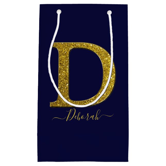 Letter D Glitter Small Gift Bag (Front)