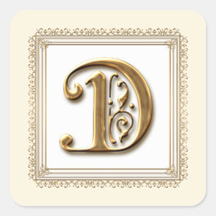 Letter D - Gold & Lace Classic Formal Wedding Seal