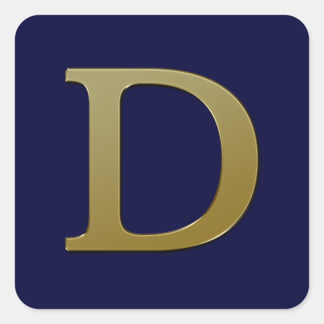 Letter D Gold Square Sticker (Front)