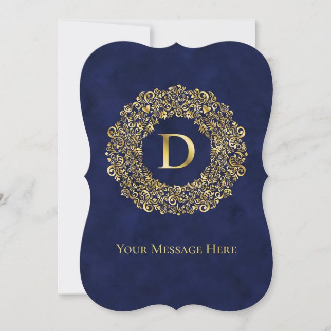 Letter D golden Damask Pattern  (Front)