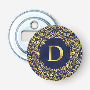 Letter D golden Damask Pattern Bottle Opener