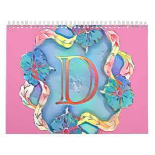 Letter D in the middle of decorated flowers   Calendar
