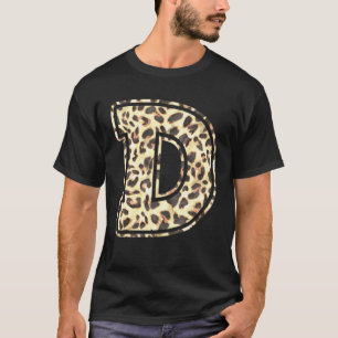 Letter D Initial Leopard Cheetah Print Trendy Wate T-Shirt