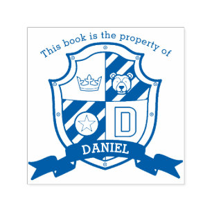 Letter D knight name bear kids library stamp