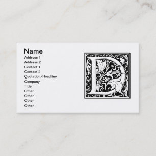 Letter D Mediaeval Monogram Art Nouveau Business Card