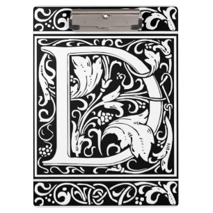 Letter D Mediaeval Monogram Art Nouveau Clipboard