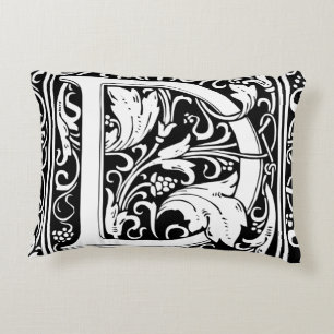 Letter D Mediaeval Monogram Art Nouveau Decorative Cushion