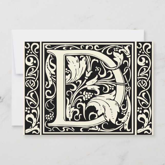 Letter D Mediaeval Monogram Art Nouveau Invitation (Front)