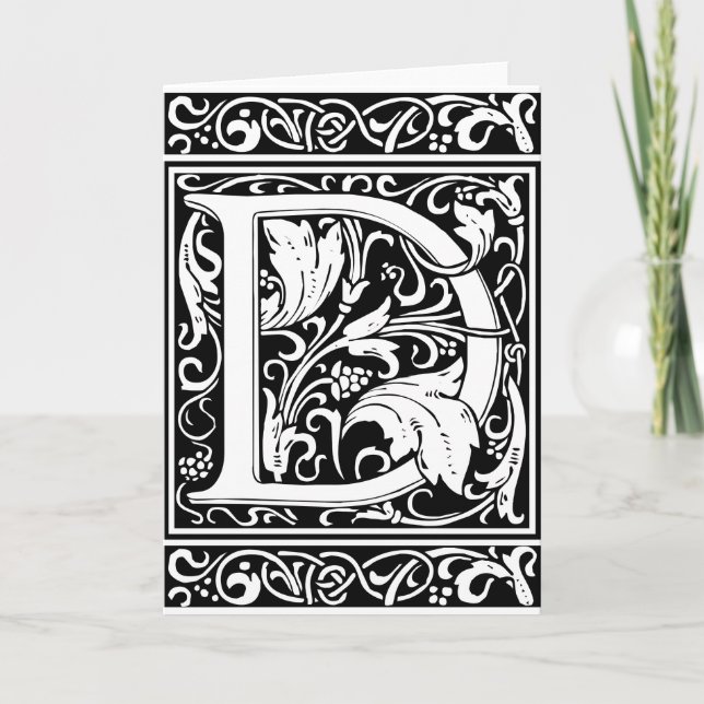 Letter D Mediaeval Monogram Art Nouveau Note Card (Front)