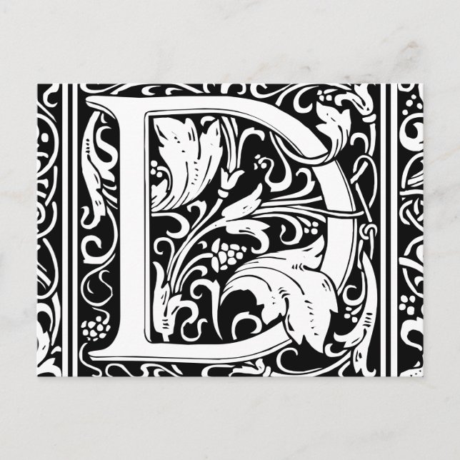 Letter D Mediaeval Monogram Art Nouveau Postcard (Front)