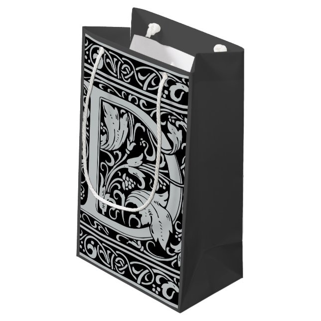 Letter D Mediaeval Monogram Art Nouveau Small Gift Bag (Back Angled)