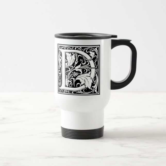 Letter D Mediaeval Monogram Art Nouveau Travel Mug (Right)