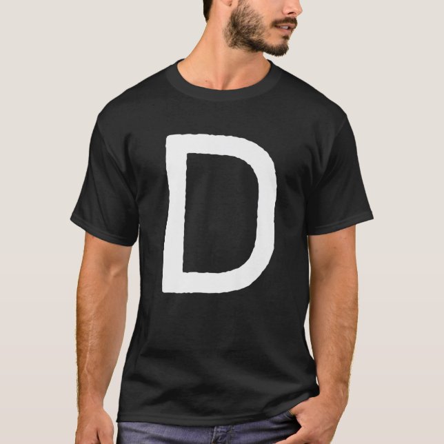 Letter D Men Women Monogram Graphic Retro Initial T-Shirt (Front)