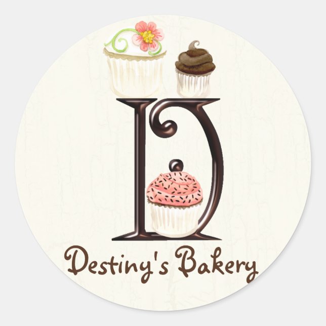 Letter D Monogram Cupcake Logo Business Stickers (Front)