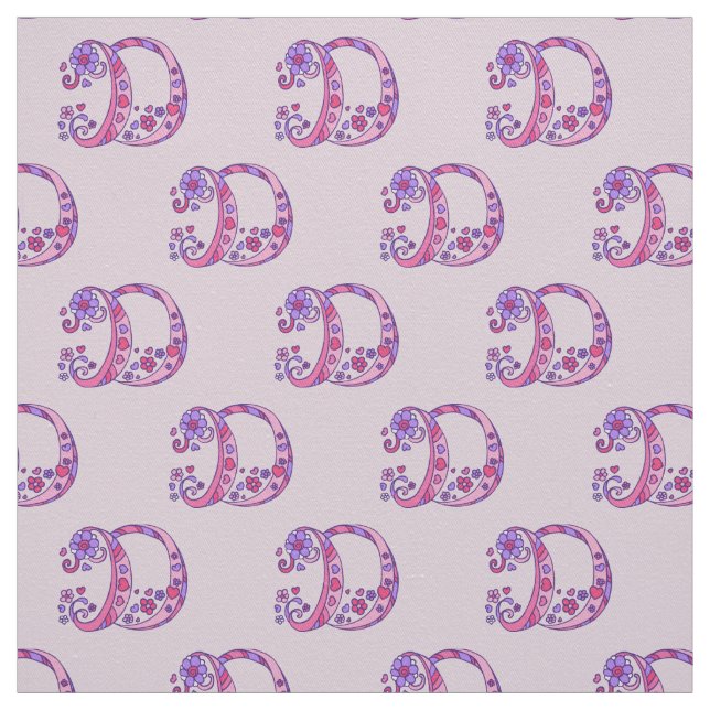 Letter D monogram decorative text custom fabric (Swatch)