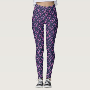 Letter D monogram doodle purple patterned leggings