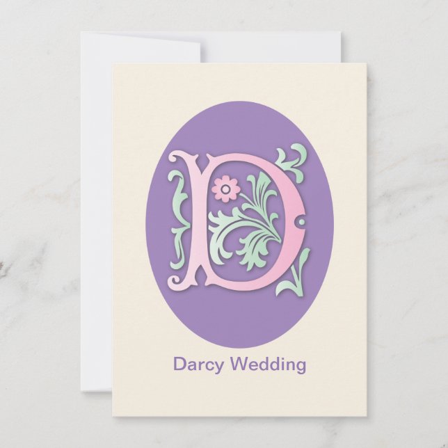 Letter D Monogram Fleur de lis Invitation (Front)