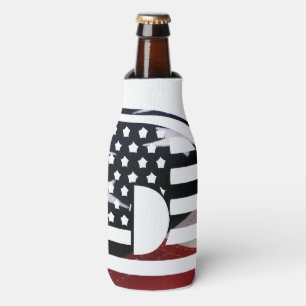 Letter D Monogram Initial USA Flag Pattern Bottle Cooler