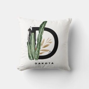 Letter D Monogram   Tropical Cactus Personalized Cushion