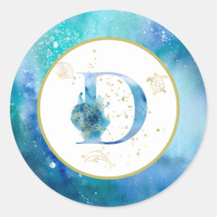 *~*  LETTER D - Nautical Beach Envelope  Sticker