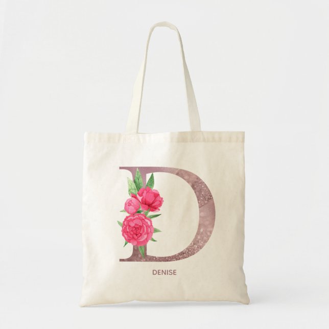 Letter D Personalised name monogram bridesmaid    Tote Bag (Front)