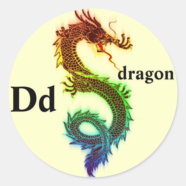 Letter D rainbow dragon Stickers (Front)