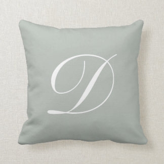 Letter D Silver Grey Monogram Pillow