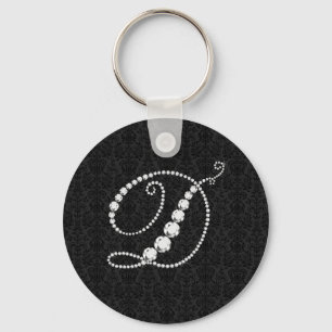 Letter D Sparkling Diamonds-Monogram Key Ring