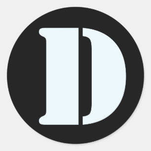Letter D Stencil Alphabet by Janz Alice Blue Black Classic Round Sticker