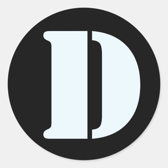 Letter D Stencil Alphabet by Janz Alice Blue Black Classic Round Sticker (Front)
