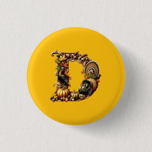 Letter D Thanksgiving style gift 3 Cm Round Badge